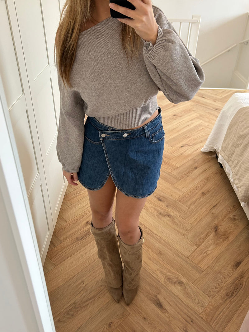 Off Shoulder Sweater Taupe