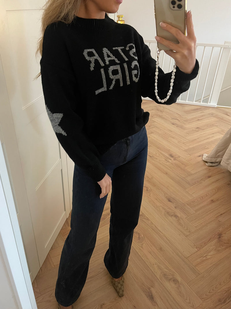 Star Girl Sweater Black - BYNICCI.NL