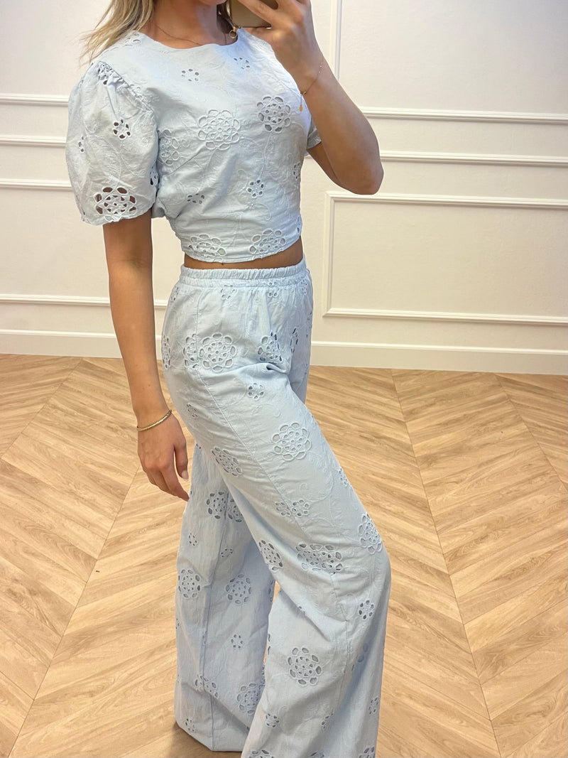 Broderie Pants Baby Blue - BYNICCI.NL