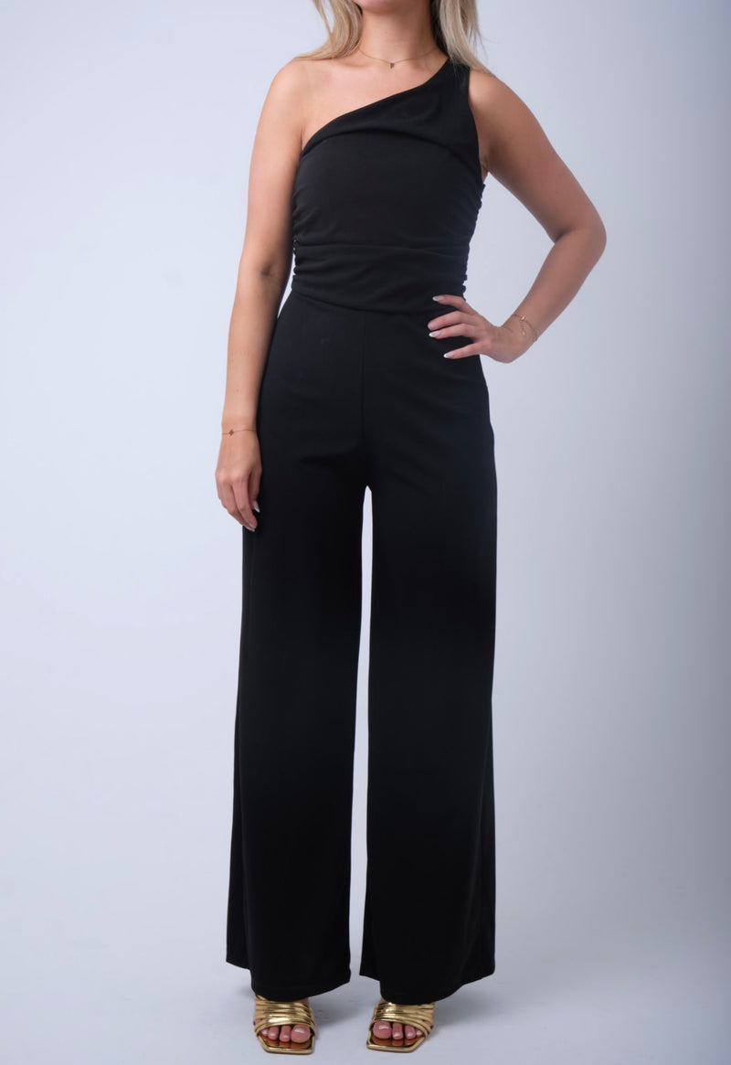 One Shoulder jumpsuit Black - BYNICCI.NL