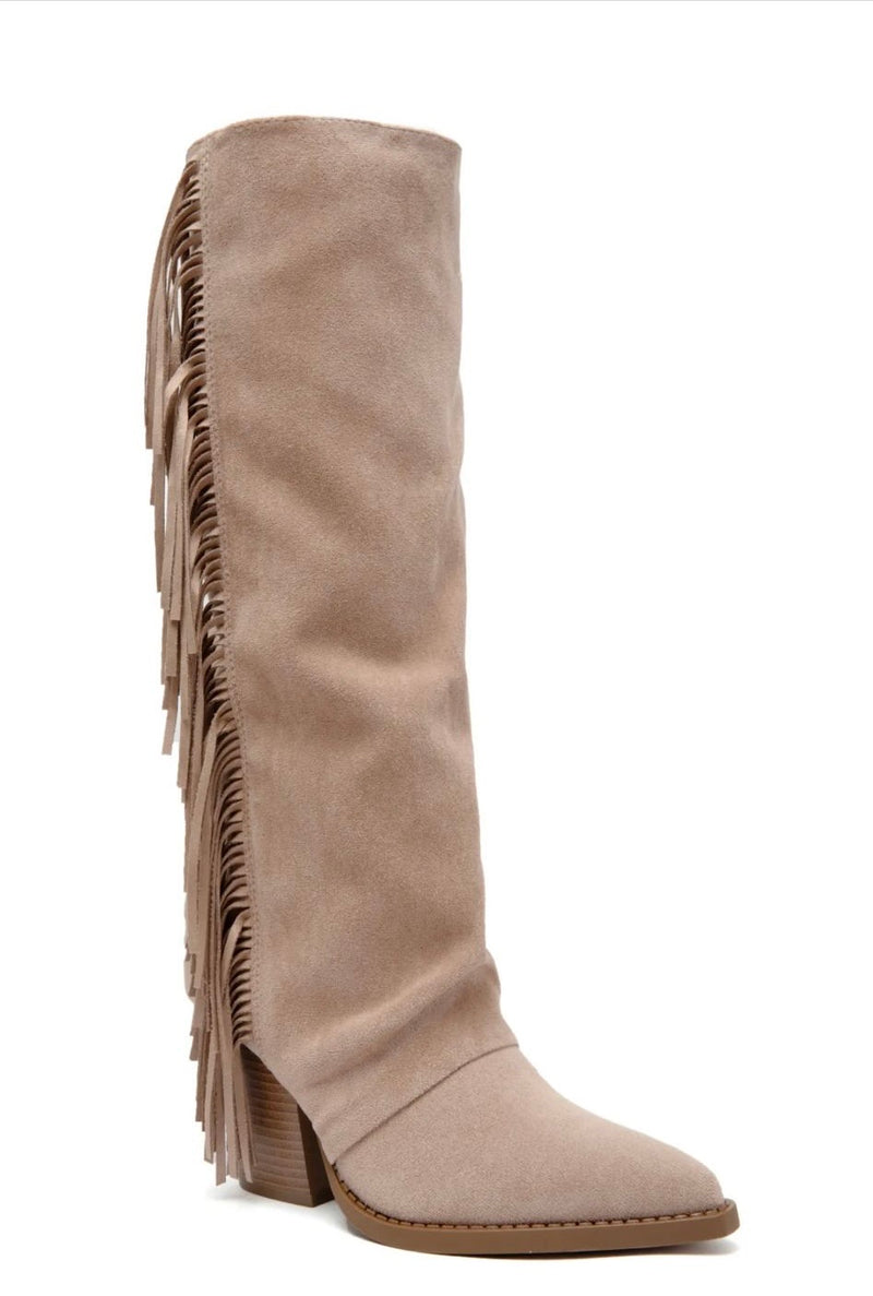 Cowboyboots Fringe Beige - BYNICCI.NL