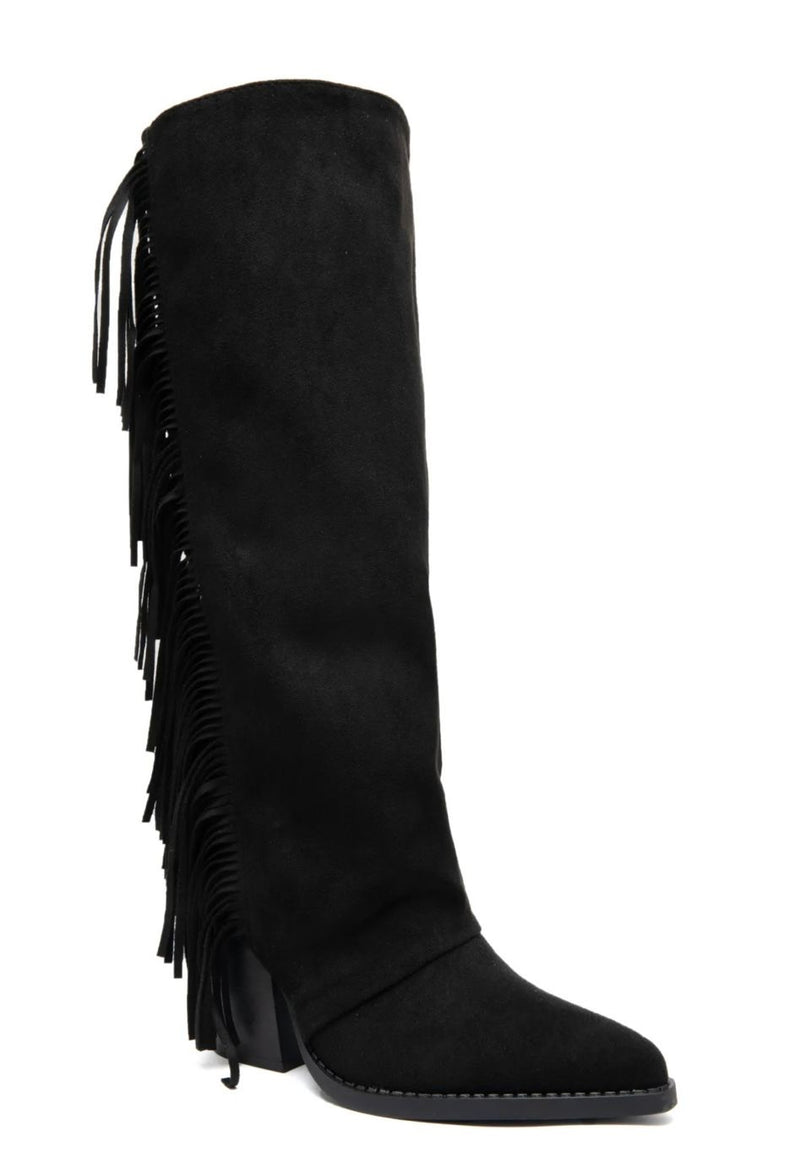 Cowboyboots Fringe Black - BYNICCI.NL