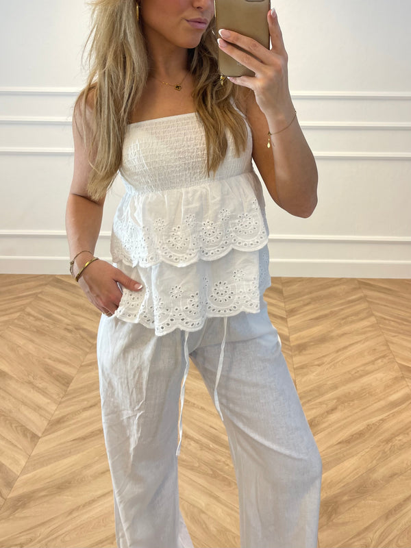 Broderie Tube Top White - BYNICCI.NL