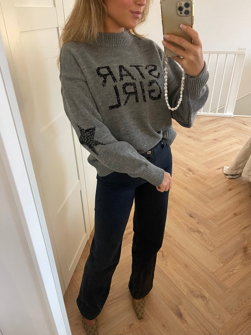 Star Girl Sweater Grey - BYNICCI.NL