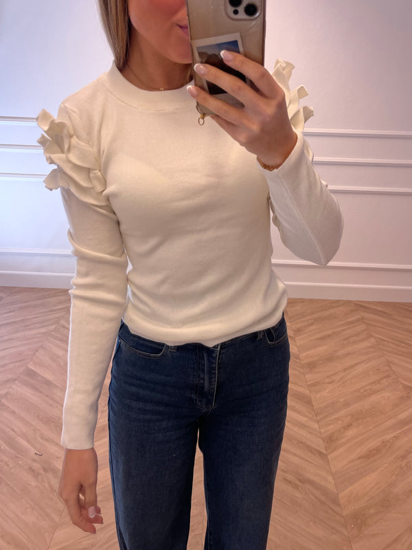 Ruffle top White - BYNICCI.NL