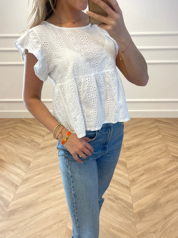 Broderie Top White - BYNICCI.NL